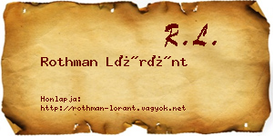 Rothman Lóránt névjegykártya